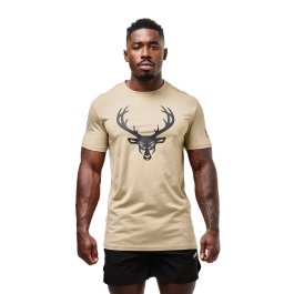 Bucked Up Flag T-Shirt - Sand/Black Logo - Large
