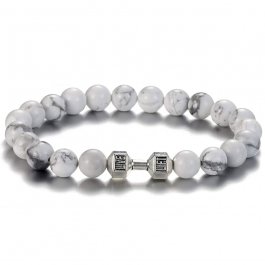 Dumbbell Gym Bracelet - White Marble