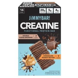 JiMMYBAR! Creatine Protein Bar - Variety (Double Fudge Brownie/Chocolate Peanut Butter) - 14/Box