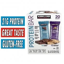 Kirkland Protein Bars - Variety Pack - Chocolate Brownie / Chocolate Chip Cookie Dough - 20 Count