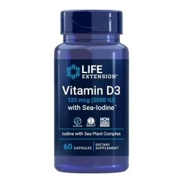 Life Extension Vitamin D3 with Sea-Iodine 125 mcg (5000 IU) - 60 Capsules