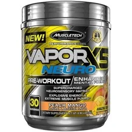 Vapor X5 Neuro By MuscleTech, Peach Mango, 30 Servings