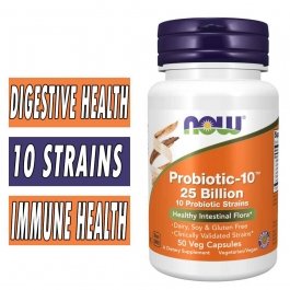NOW Probiotic 10 - 25 Billion - 50 Veg Capsules - EXP: 07/25