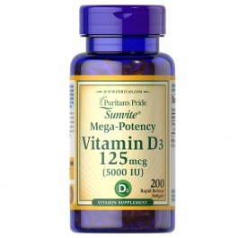 Puritan's Pride Vitamin D3 - 5,000 IU - 200 Rapid Release Softgels
