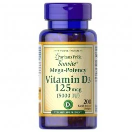Puritan's Pride Vitamin D3 - 5,000 IU - 200 Rapid Release Softgels