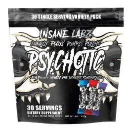 Psychotic Black - Variety (Blue Raspberry, Fruit Punch, and Grape) - 30 Stick Packs