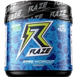Raze Pre Workout - Blue Shock (Blue Raspberry Sour Candy) - 30 Servings