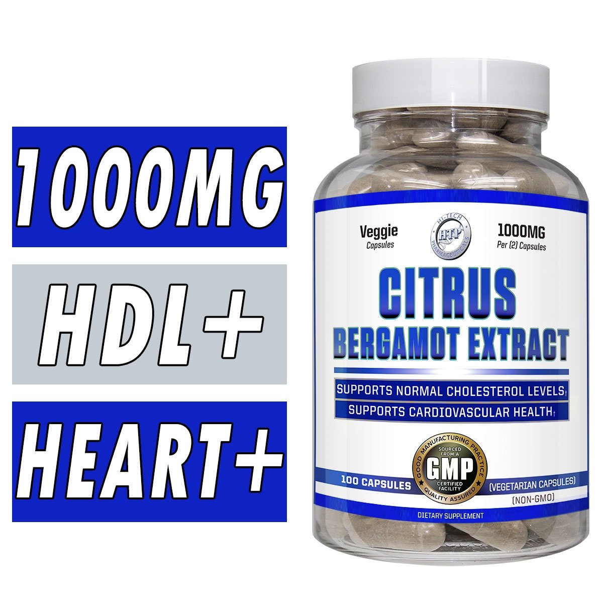 Hi-Tech Pharmaceuticals Citrus Bergamot Extract - 1000 mg - 100 Veg Capsules Bottle Image