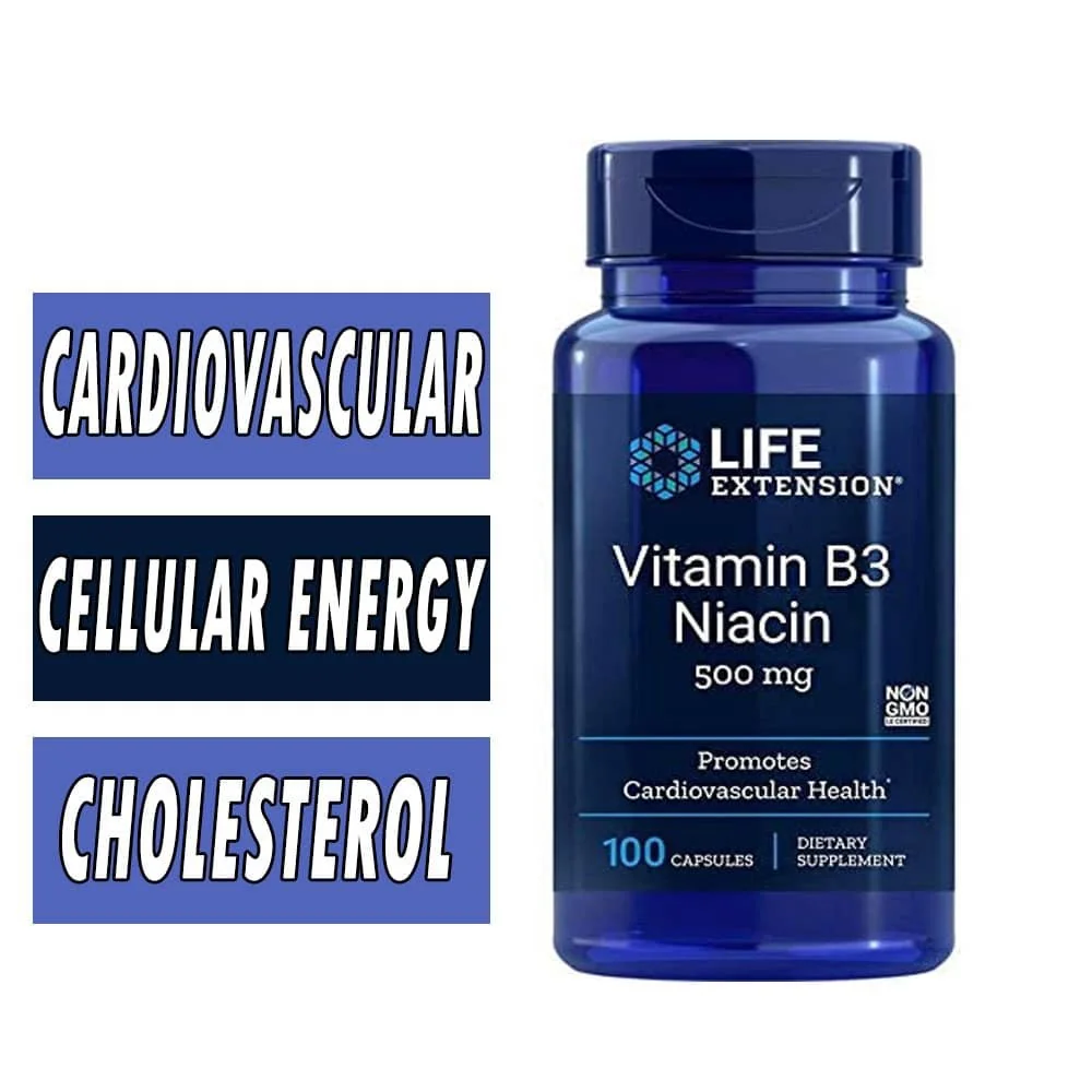 Life Extension Vitamin B3 Niacin – 500 mg – 100 Capsules
