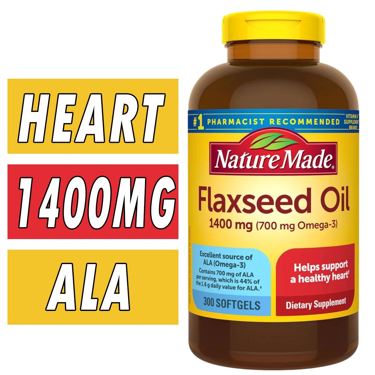 Nature Made Flaxseed Oil - 1400 mg - 300 Softgels Bottle Image