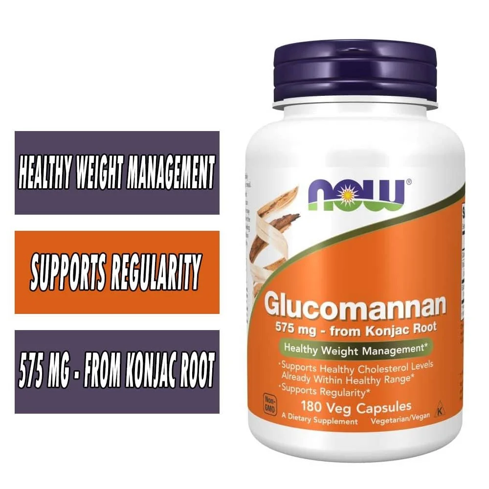 NOW Glucomannan - 575 mg - 180 Veg Capsules