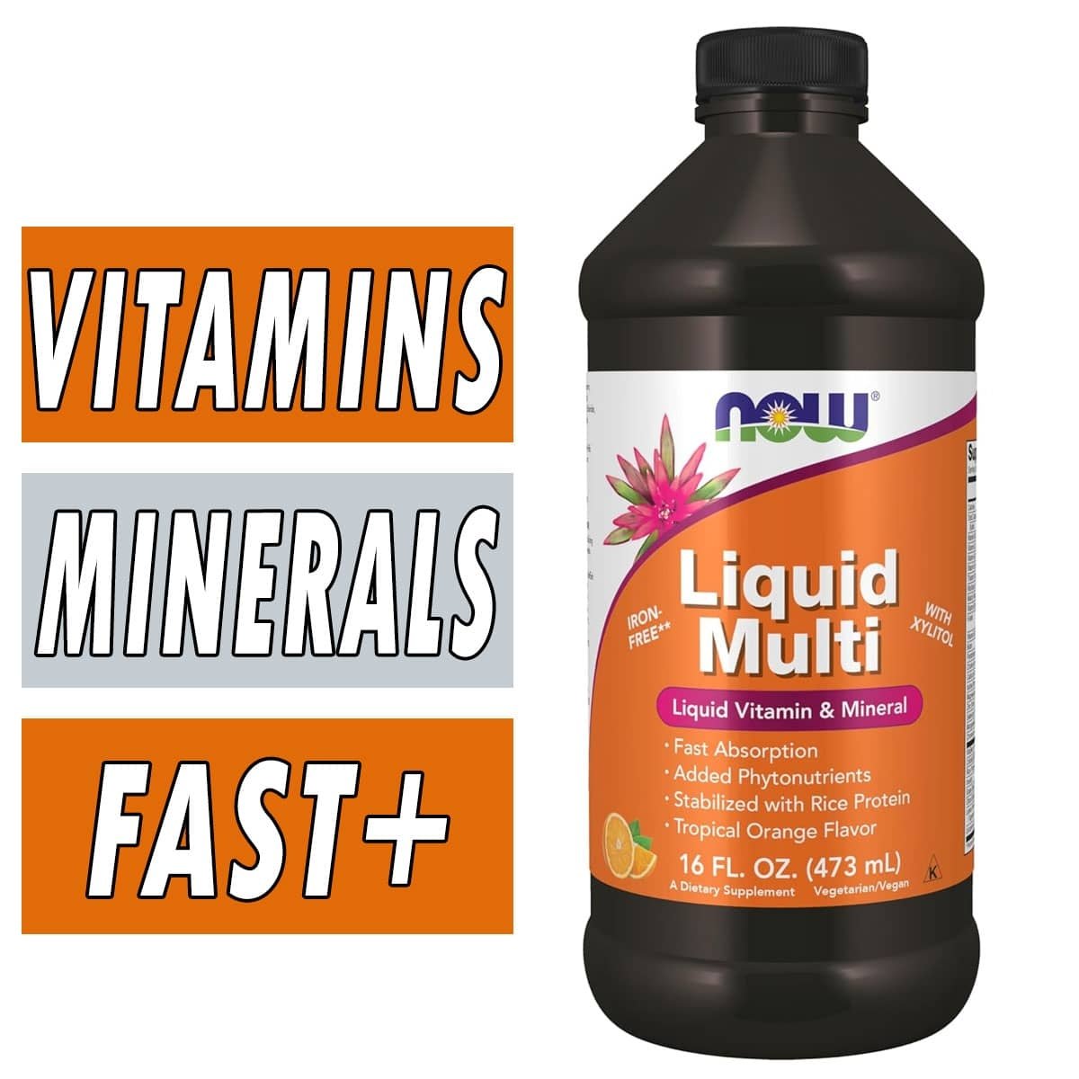 NOW Liquid Multivitamin Bottle and Benefits