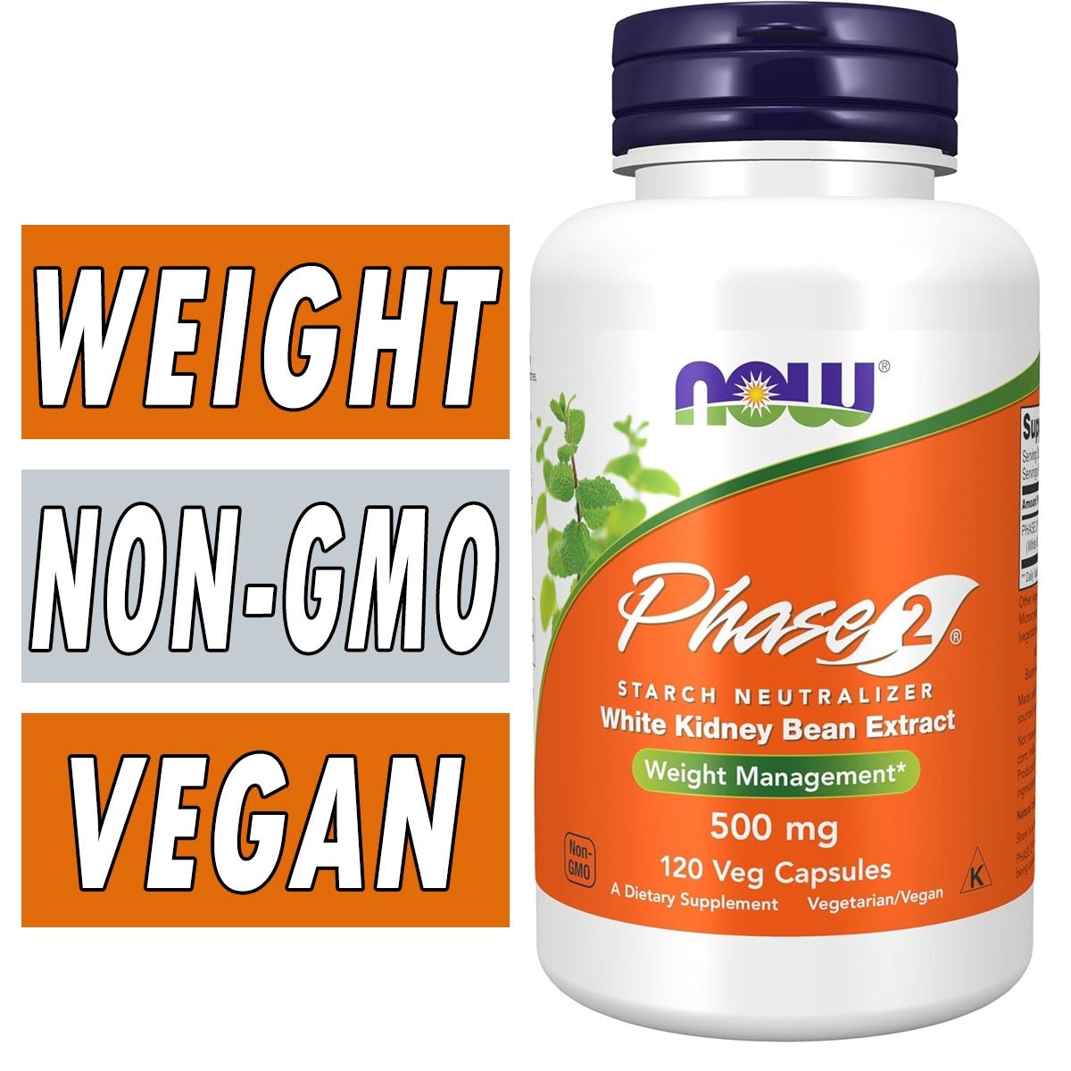 NOW Phase 2 - 500 mg - 120 Veg Capsules
