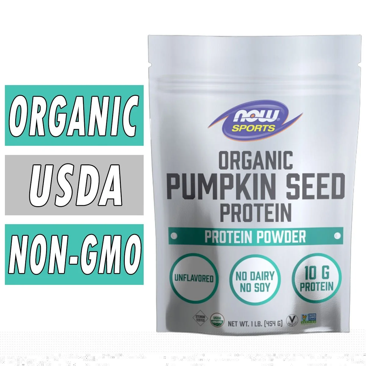 NOW Pumpkin Seed Protein - Organic Powder - 1LB Bottle Image