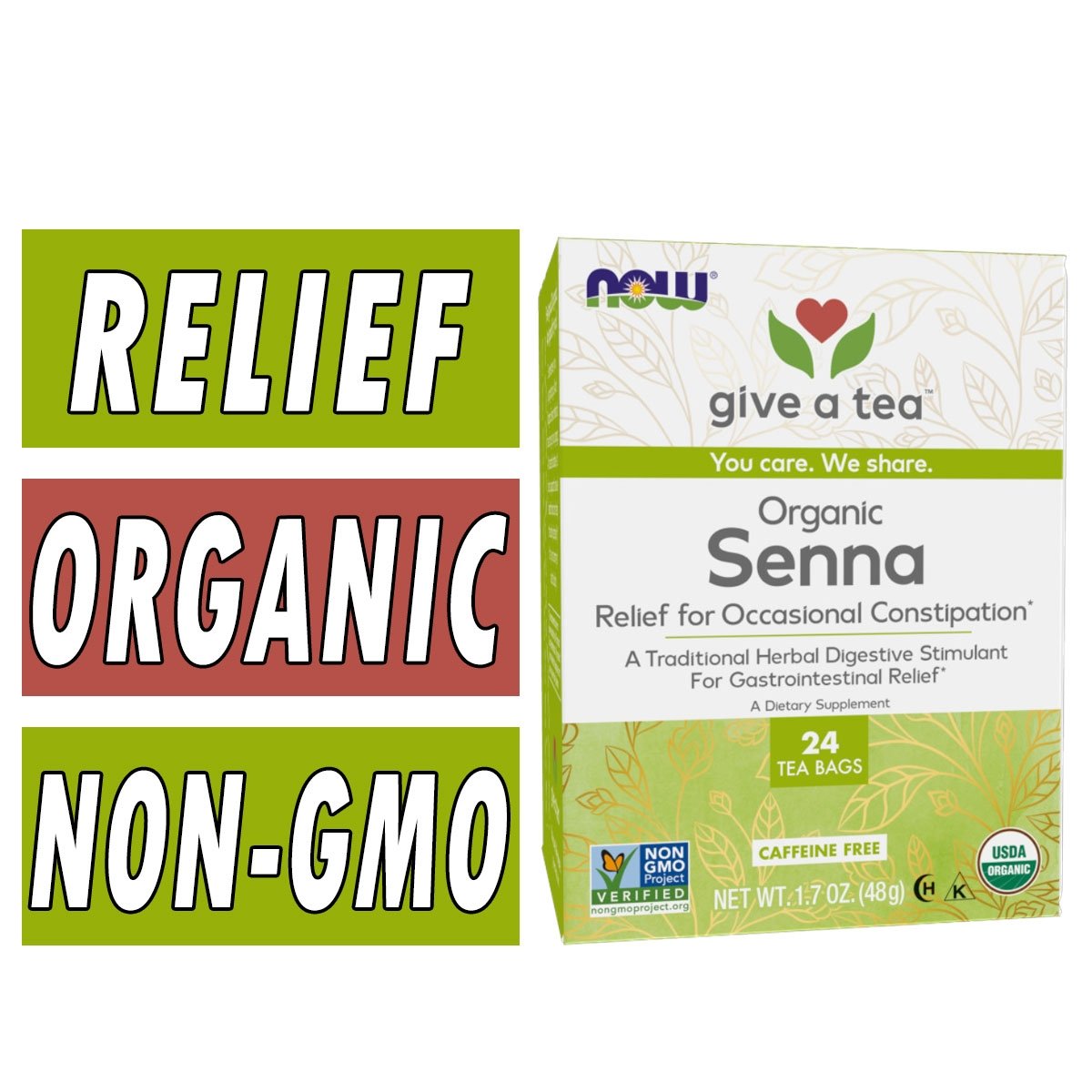 NOW Senna Tea - Organic - 24 Count Box Image