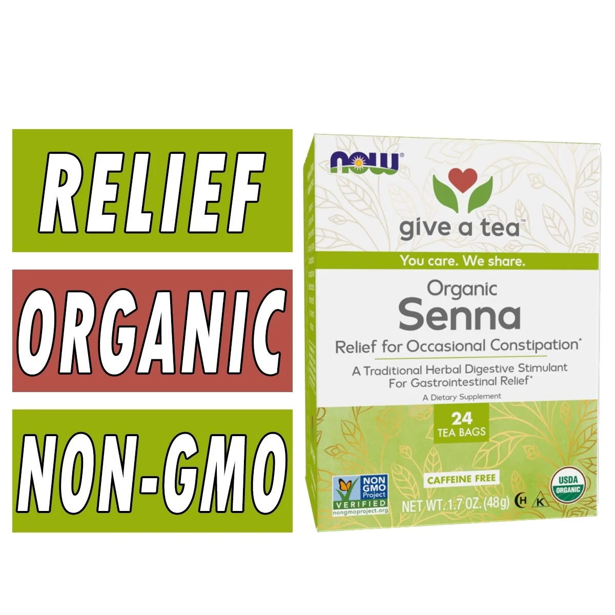 NOW Senna Tea - Organic - 24 Count Box Image