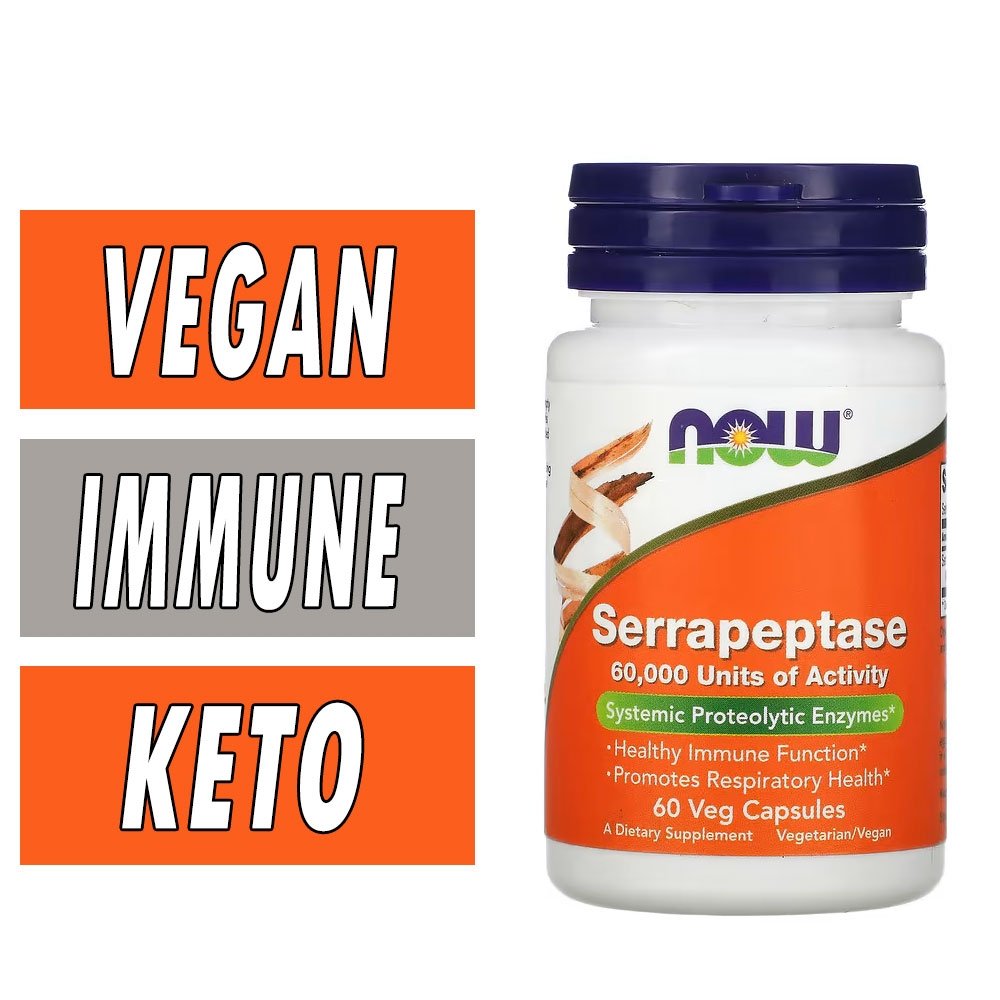 NOW Serrapeptase - 60 Veg Capsules Bottle Image