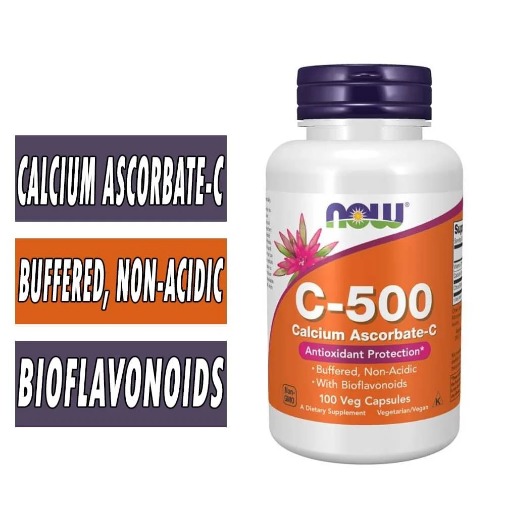 NOW, Vitamin C-500, Calcium Ascorbate, 100 Caps