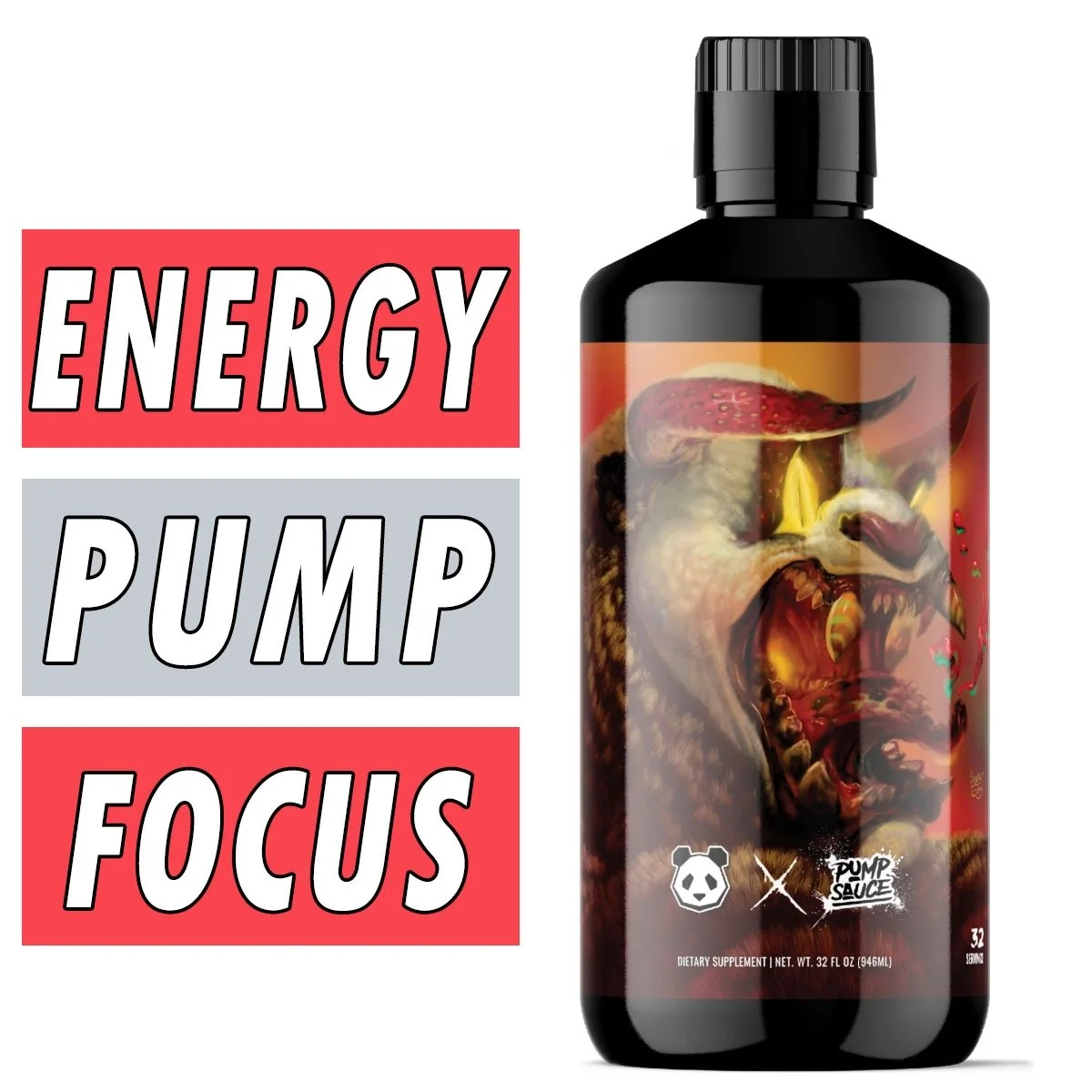 Panda Sauce Liquid Pre Workout - Panda Supp X Pump Sauce Collab Bottle Image