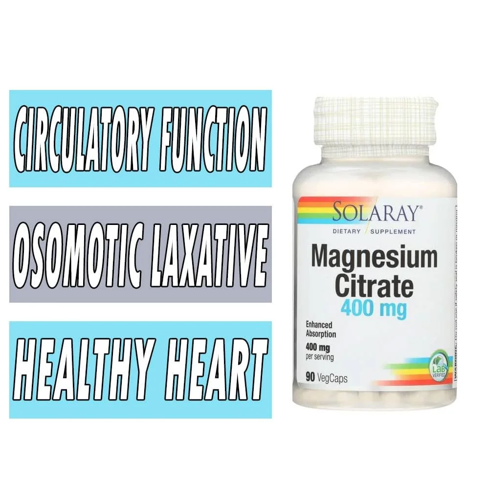 Solaray Magnesium Citrate - 400 mg - 90 Veg Caps