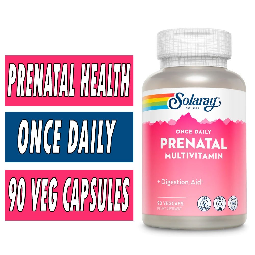 Solaray Once Daily PreNatal MultiVitamin - 90 Veg Caps Bottle Image