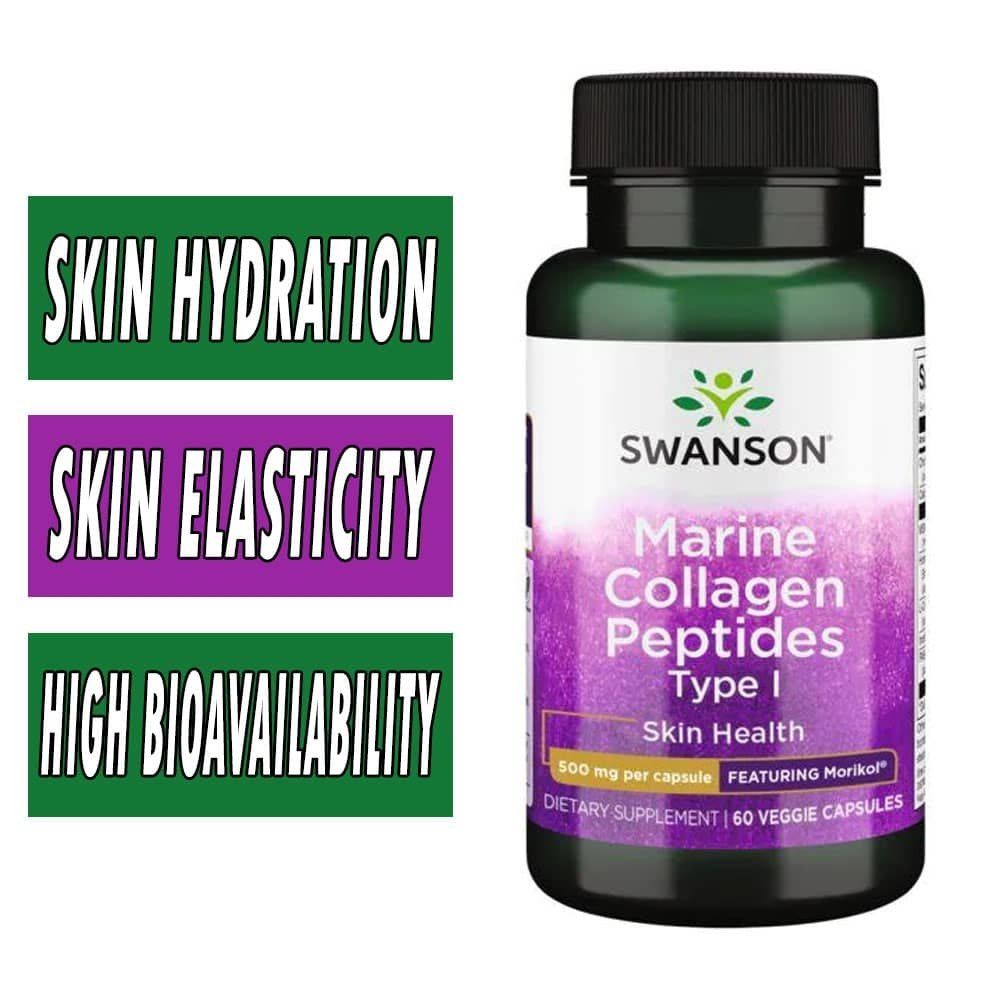 Swanson Marine Collagen Peptides Type I - 500 mg - 60 Veg Caps bottle image