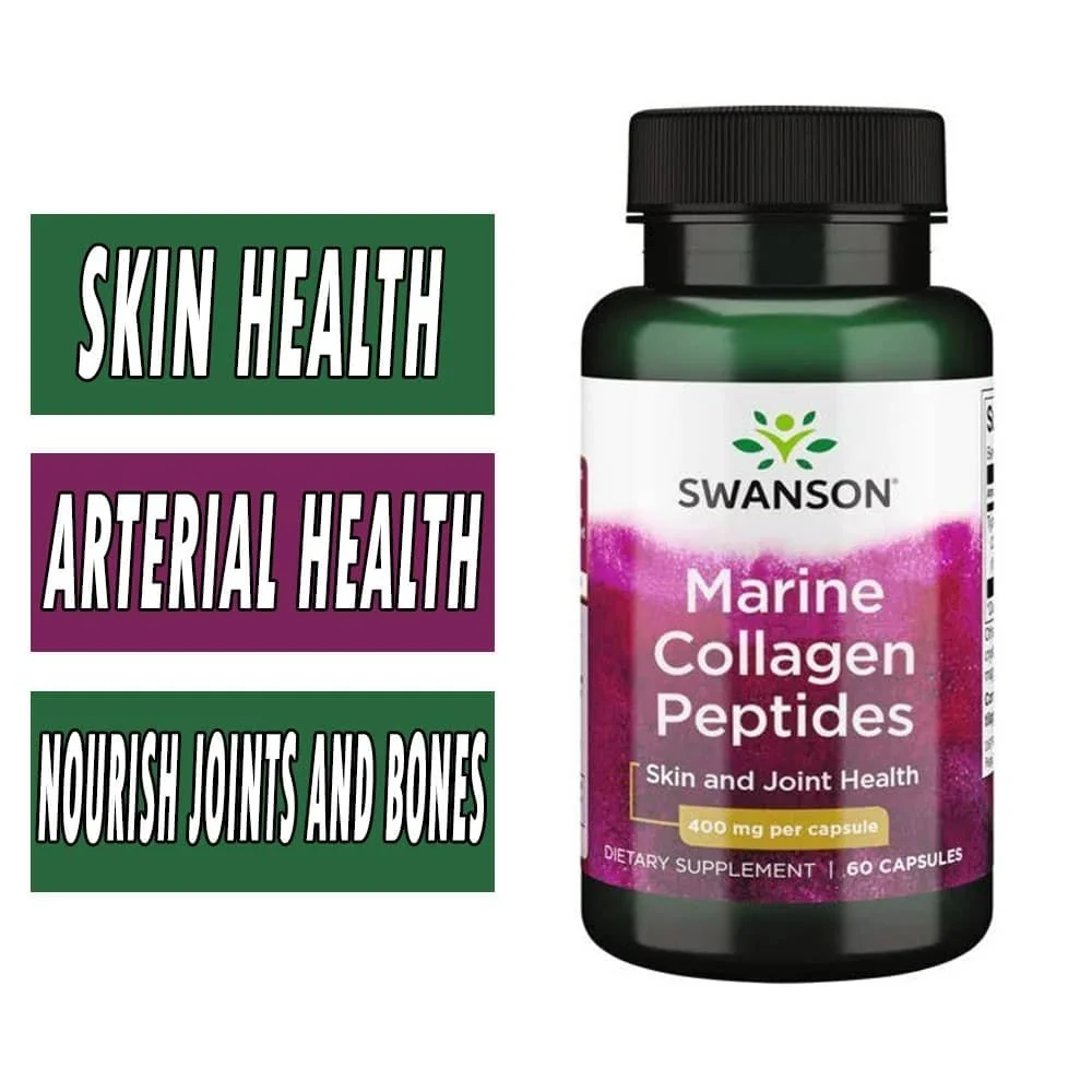 Swanson Hydrolyzed Marine Collagen Peptides - 400 mg - 60 Caps bottle image