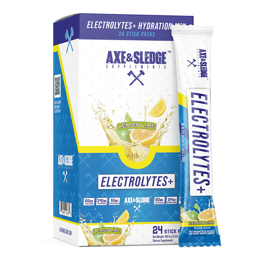 Axe and Sledge Electrolytes Stick Packs - Lemon Lime - 24 Servings 