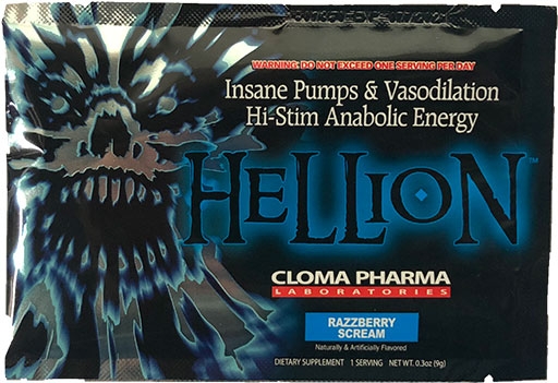 Hellion Pre Workout By Cloma Pharma, Razzberry Scream, Sample Packet