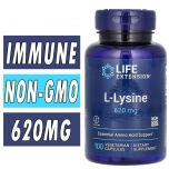 Life Extension L-Lysine - 620 mg - 100 Veg Capsules Bottle Image