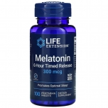 Life Extension Melatonin - 6 Hour Time Released - 300 mcg - 100 Veg Tablets Bottle Image