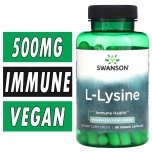 Swanson L-Lysine - Pharmaceutical Grade - 500 mg - 90 Veg Capsules Bottle Image