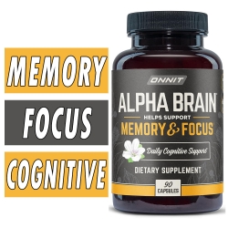 Alpha Brain - Onnit - 90 Capsules - Daily Cognitive Support Bottle Image