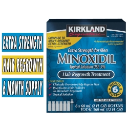 Kirkland Minoxidil, Extra Strength para Regeneração de Cabelo para Homens, Fornecimento para 6 meses