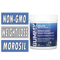 Life Extension Mediterranean Weight Management - Blueberry - Gummy Science - 60 Count w/ Morosil Bottle Image