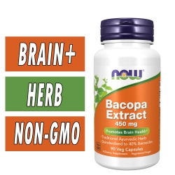 NOW Bacopa Extract - 450 mg - 90 Veg Capsules Bottle Image