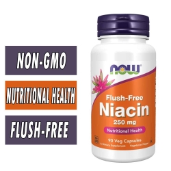 NOW, Flush-Free, Niacin, 250 mg, 90 Veg Caps