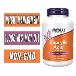 NOW Caprylic Acid - 600 mg - 100 Softgels bottle image