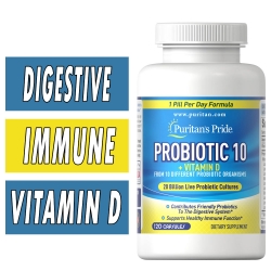 Puritan's Pride Probiotic 10 with Vitamin D Bottle Image