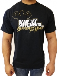 SameDaySupplements Black T-Shirt, With Gold Logo