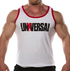 Universal Nutrition Signature Series Tank Top (White with Red Trim) X-Large