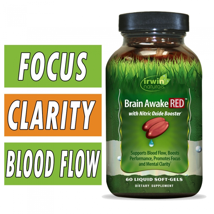 Brain Awake Red - Irwin Naturals - 60 Liquid Softgels Bottle Image