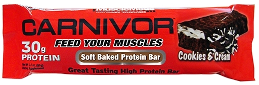 Carnivor Protein Bar By MuscleMeds, Cookies and Cream 12 Bars
