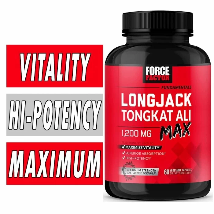 Force Factor Long Jack Tongkat Ali Max - 1200 mg - 60 Veg Caps Bottle Image