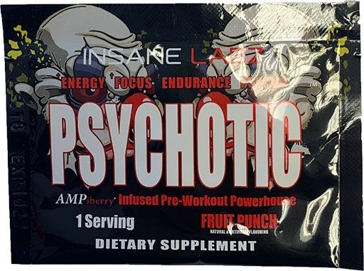 Psychotic Pre Workout By Insane Labz, Fruit Punch, Sample Packet