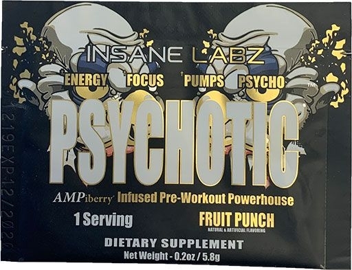 Psychotic Gold Pre Workout By Insane Labz, Fruit Punch, Sample Packet 