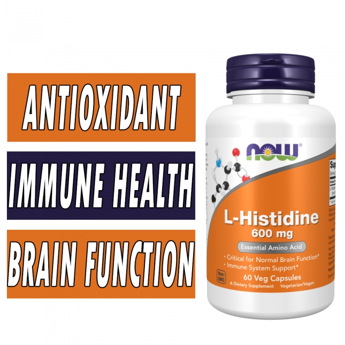 NOW L-Histidine - 600 mg - 60 Veg Caps Image
