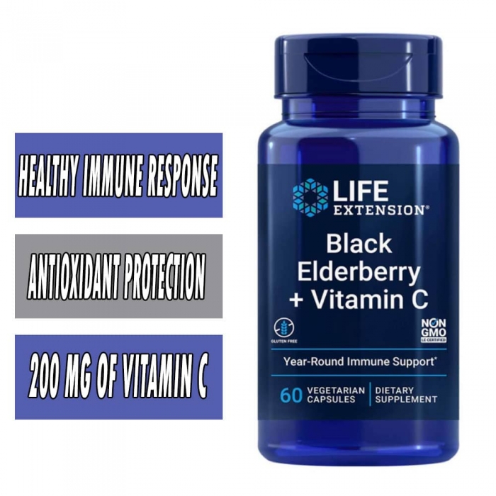 Life Extension Black Elderberry + Vitamin C - 60 VCapsules