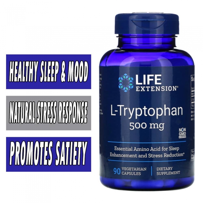 Life Extension L-Tryptophan - 500 mg - 90 Veg Capsules