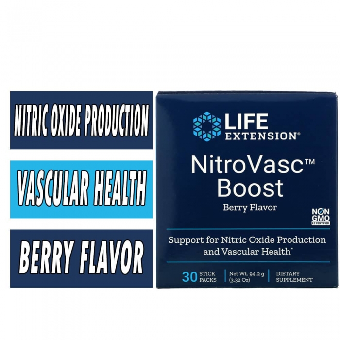 Life Extension NitroVasc Boost -Berry - 30 Stick Packs